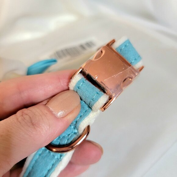 Dog Collars ~ Size Medium, Teal/White Bow & Rhinestones w/ Rose Gold Clasp, NWT - Picture 3 of 3